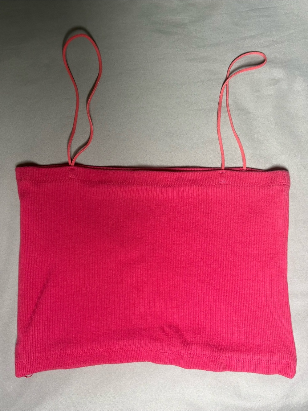 Zara Bright Hot Pink Ribbed Spaghetti Strap Tube Top